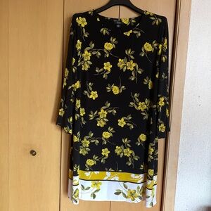 Pretty Black/Yellow Floral Sheath Dress